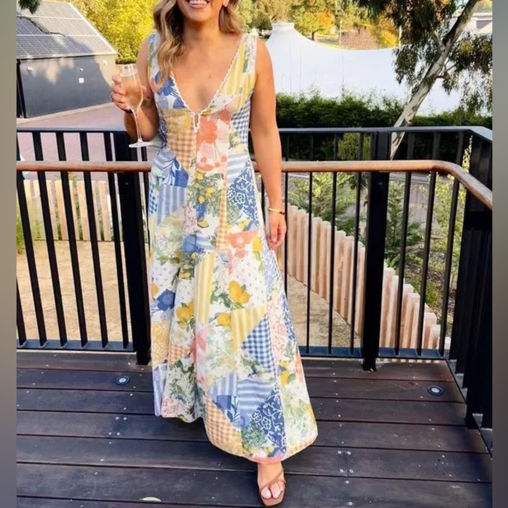 Amalfi Limicello Maxi Dress In All Over Print, A Line Maxi Dress - Picture 10 of 13